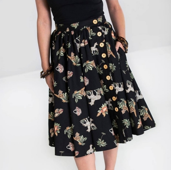 Hell Bunny Dresses & Skirts - Hell Bunny Full Skirt Safari Jungle Print 50s Messina Swing Rockabilly Punk